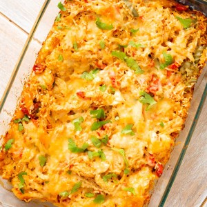 Cheesy Chicken Fajita Casserole is a perfect dinner idea for busy weeknights. This is a staple chicken dinner recipe in our house.