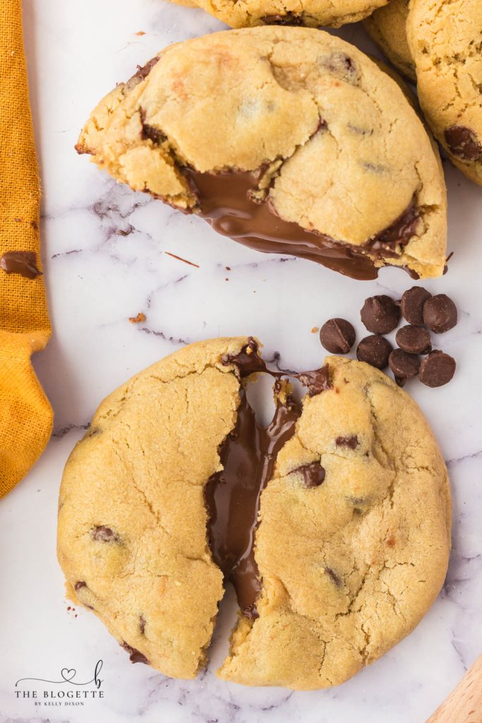 The BEST Bakery Style Nutella Stuffed Chocolate Chip Cookies Recipe!