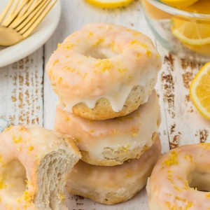 Fresh and fluffy lemon glazed air fryer donuts are soft on the outside and even softer on the inside.