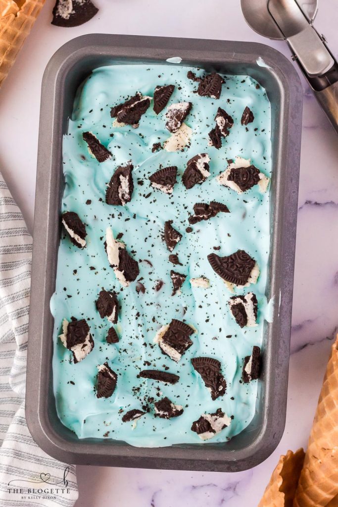 My Cookie Monster Ice Cream recipe is a cookie lover's dream! This Cold vanilla ice cream is turned blue just, for fun, and loaded with cookies and chocolate chips!