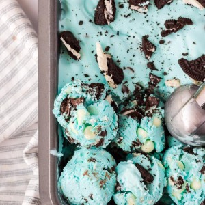 My Cookie Monster Ice Cream recipe is a cookie lover's dream! This Cold vanilla ice cream is turned blue just, for fun, and loaded with cookies and chocolate chips!