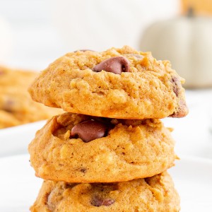 Pumpkin Chocolate Chip Cookies are soft and chewy with just the perfect amount of pumpkin flavor and chocolate chips! Pumpkin cookies are so delicious and wonderful to make for holidays like Thanksgiving and Christmas!