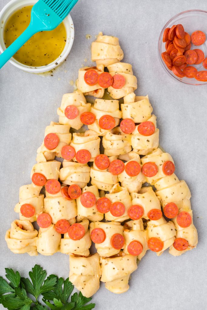 How to Make Christmas Tree Bread with Pepperoni Ornaments
