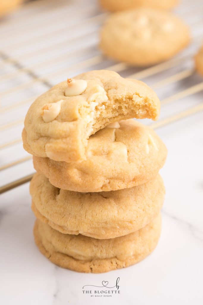 White Chocolate Chip Cookies are soft and buttery while perfectly thick and sweet. Super easy to make, no chilling, and packed with chocolate!