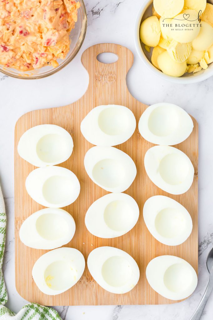 Boiled egg whites with the yolk removed