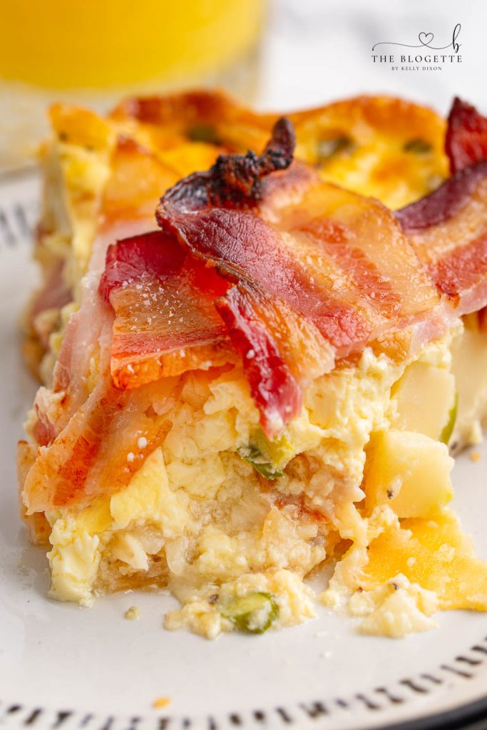 Maple Bacon Breakfast Pie has all of your favorite ingredients - eggs, bacon, cheese, and potatoes, all baked in a pie crust!