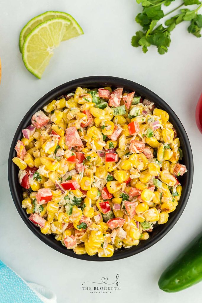 Mexican Street Corn Salad, also known as esquites, is an easy and creamy side dish or appetizer packed with flavor! A take on elote.