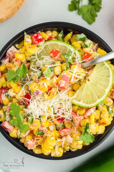 Mexican Street Corn Salad, also known as esquites, is an easy and creamy side dish or appetizer packed with flavor! A take on elote.