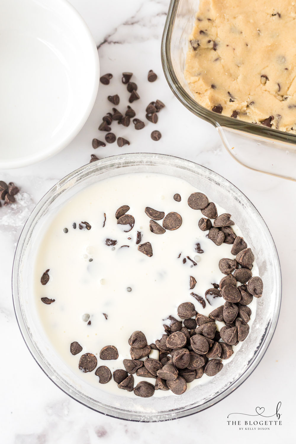 Chocolate chips in heavy cream