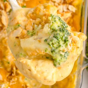 Chicken Divan is made with chicken, broccoli, and cream sauce, then topped with crackers. It's easy to make and perfect for a weeknight meal.
