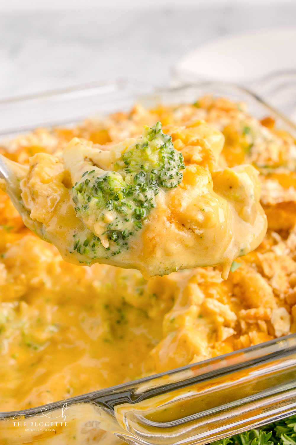 Chicken Divan is made with chicken, broccoli, and cream sauce, then topped with crackers. It's easy to make and perfect for a weeknight meal.