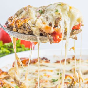 Easy Philly Cheesesteak Casserole is an easy dinner idea and the ultimate comfort food for any occasion. It can be made in no time!