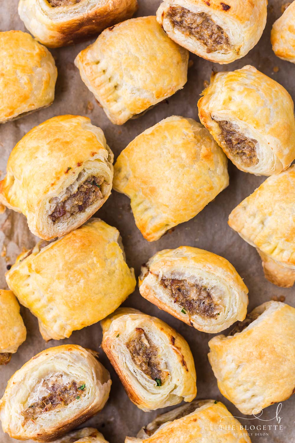 Appetizer sausage rolls feature a meaty mixture stuffed inside buttery soft puff pastry. An easy crowd-pleasing handheld party appetizer!