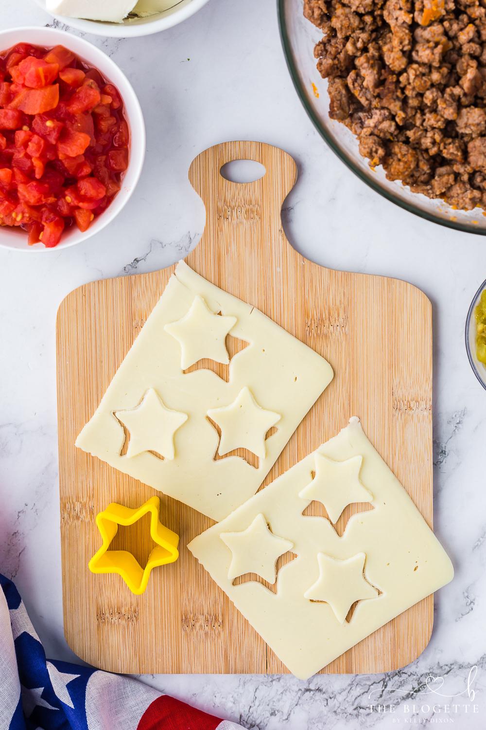 Cheese stars with cookie cutter