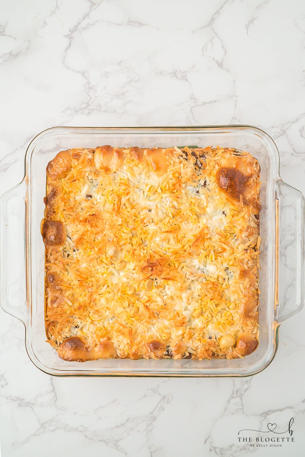 Bake until the coconut is beginning to brown