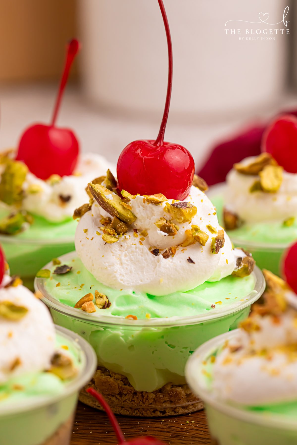 These creamy Pistachio Pudding Shots are the cutest party dessert! Made with pistachio pudding mix, RumChata, Cool Whip, and graham cracker topping. Perfect for holiday parties, girls’ night, St. Patrick’s Day treats, and easy no-bake desserts. Save this RumChata pudding shot recipe!