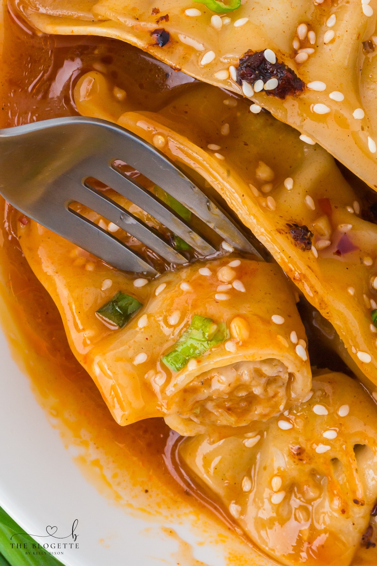 Viral Trader Joe’s dumpling bake topped with chili crisp